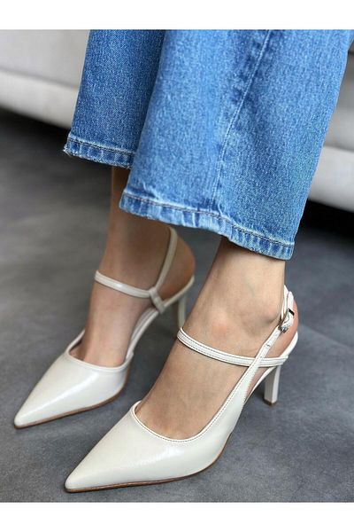 Zuum Arden Open Back Heeled Women's Shoes - Ecru Rustic