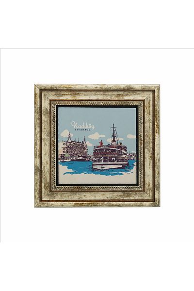 Sadrazam Tablou din piatră naturală imprimată cu abur Kadıköy (25 X 25 KRT-35)
