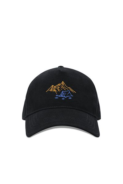 KEYFHOME Black Unisex Sports Hat Summer Cotton Sweatband & Air Holes Embroidered