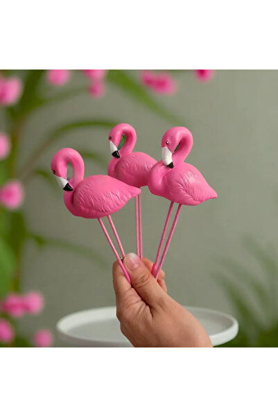 Nes Dekorasyon Flamingo Dekoratif Bahçe Saksı Süsü 3 Adet