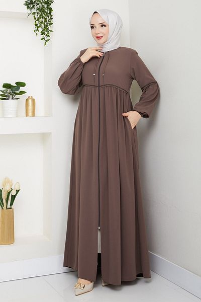 InStyle Gathered Stone Pleated Brown Ferace