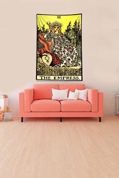 Genel Markalar Multirenk Tarot Kartı Empress Leke Tutmaz Kadife Kumaş Duvar Ö...