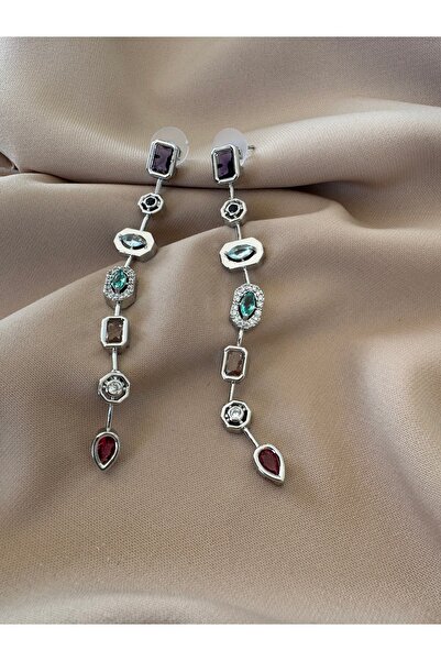 SOFT Premium Sıralı Renkli Zirkon Taş Baget Tasarım Küpe