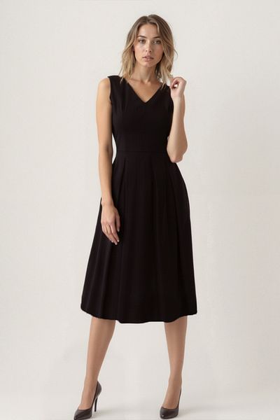 Vitrin V-Neck Belted Crinkle Fabric Midi Dress