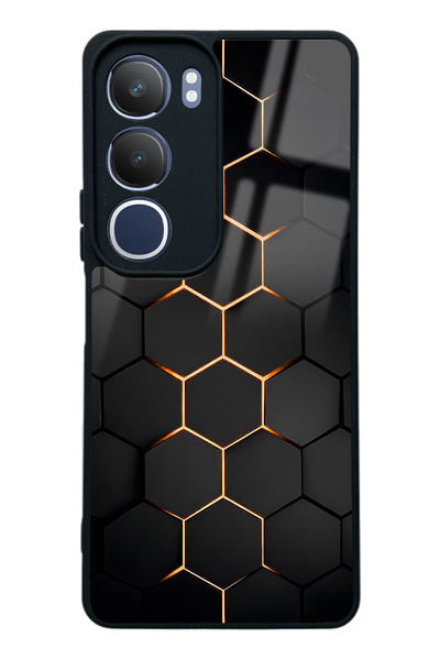 Spoyi Vivo Y19s Yellow Carbon Tasarımlı Glossy Telefon Kılıfı