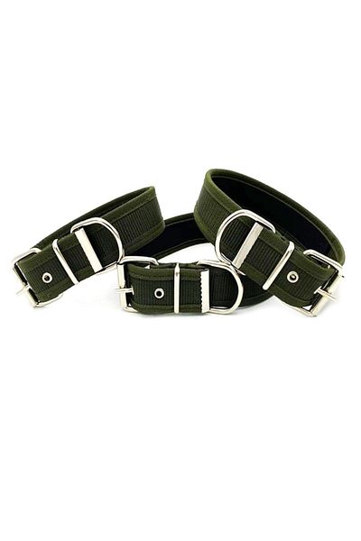 Tasma Market Khaki Green Soft Textured Column Dog Collar Dog Collar