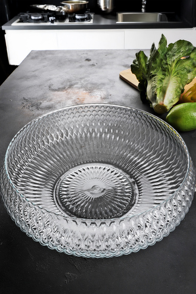 Bev Kitchen Tokyo Glass 26 cm Salad Bowl Salad Plate