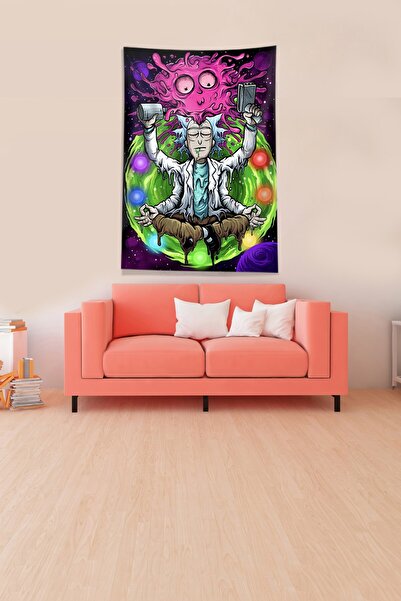 uygun dekor Siyah Rick and Morty Leke Tutmaz Kadife Kumaş Duvar Örtüsü Duvar ...