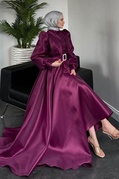 MERVEN AKYÜZ Βραδινό φόρεμα Cleopatra Taffeta Μωβ