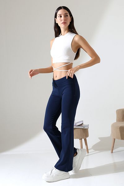 Endies Flared Jersey Women's Sweatpants - Wide Leg Yoga Pants 21943 Dark Blue