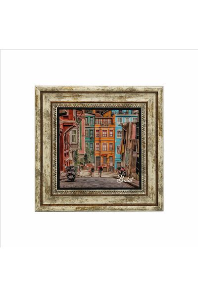 Sadrazam Tablou din piatră naturală imprimată Istanbul-Balat (25 X 25 KRT-54)
