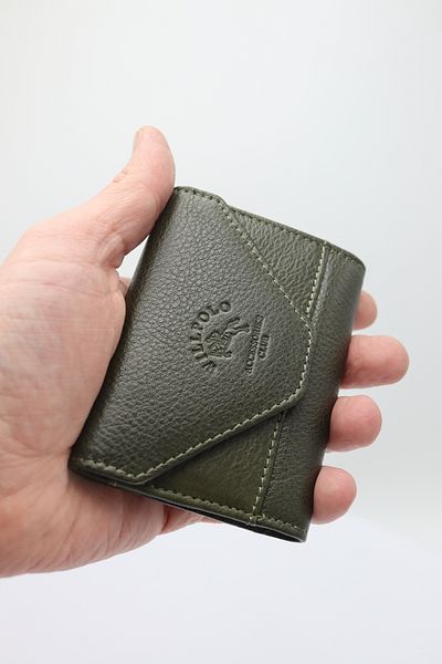 willpolo Genuine Leather Cover 12 Compartments Green Accordion Card Holder Envelope Model Credit Card Holder