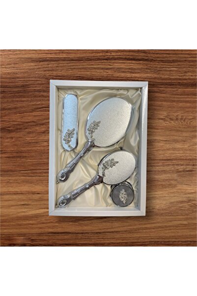 AMOR طقم مشط مرآة فضي (إكليل واحد)