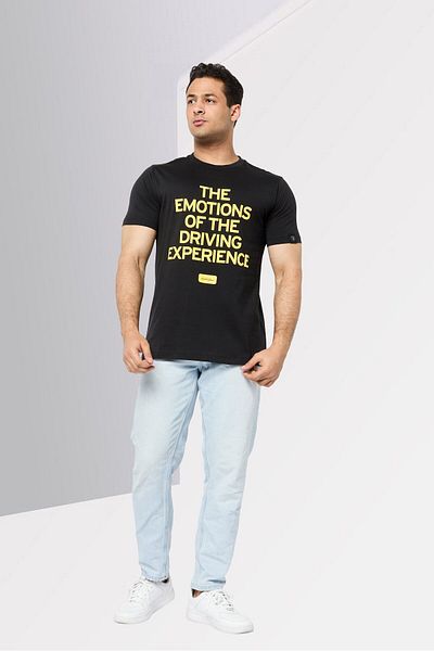 Lamborghini Men Crew Neck Short Sleeves Graphic Print T-Shirt, Black