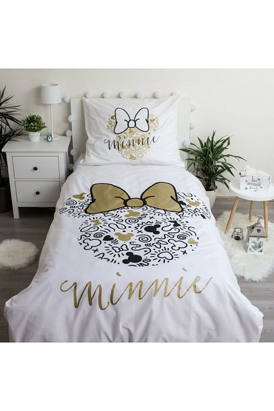 Minnie Mouse Set 2 piese lenjerie de pat, Husa pilota, 140x200 cm, husa perna, 70x90 cm, Multicolor, Minnie Mouse