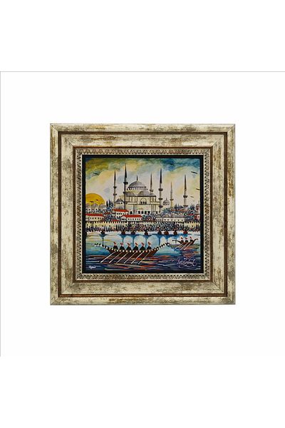 Sadrazam Tablou din piatră naturală imprimat Moscheea Sultanahmet (25 X 25 KRT-14)