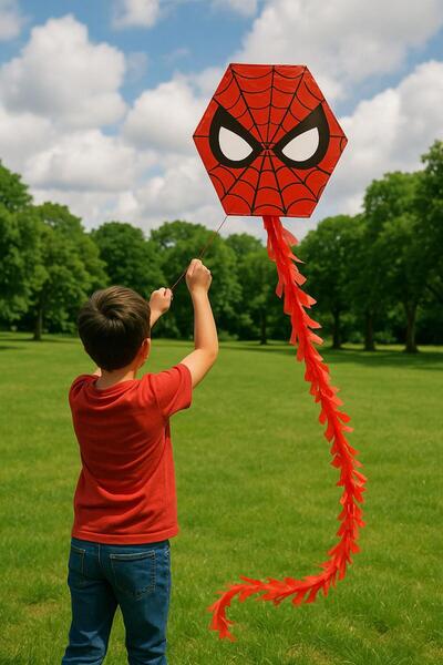 hak-iş oyuncak Altıgen Uçurtma Örümcek Adam 50mt Ipli