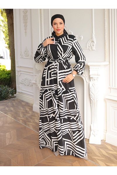 SAHRA BUTİK Φόρεμα Plus Size - Μαύρο - SAHRA BUTIK