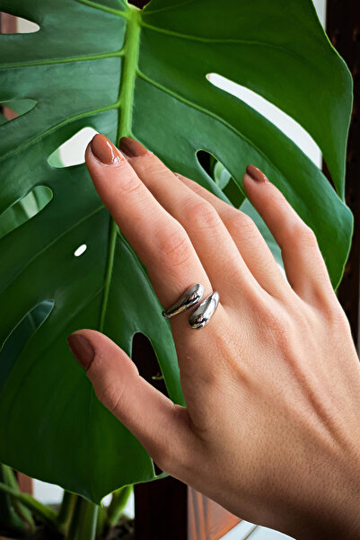 Radino Collection Minimalist Water Drop Adjustable Steel Ring
