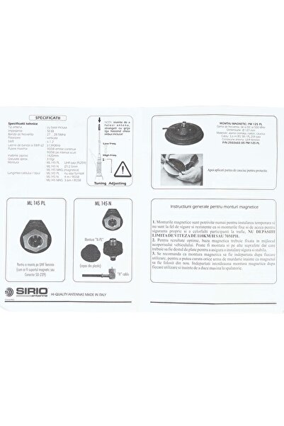 Sirio Sirio ML145 CB antenna with PL thread, length 145 cm, 27 - 28.5 MHz, 900W, without cable