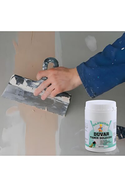 GLASWEN (1 KG) Duvar Tamir Dolgusu Macunu Zemin Alçı Sıva Çatlak Onarıcı Giderici Derin Boşluk Doldurucu