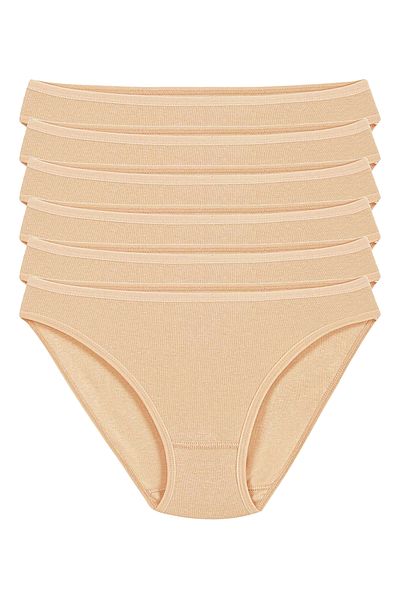 YILDIZ Cotton Ribbed Bikini Panties 6 Pack Ten Star Kod2124