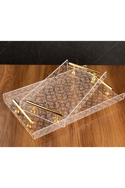 casa rosa 2-Piece Clear Acrylic Serving Tray Set