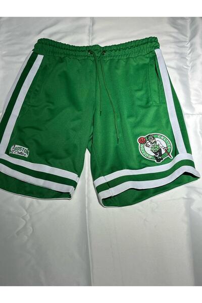 Plus Eighteen NBA TEAMS ŞORT YEŞİL BOSTON CELTICS LOGOLU YANI BEYAZ ÇİZGİLİ