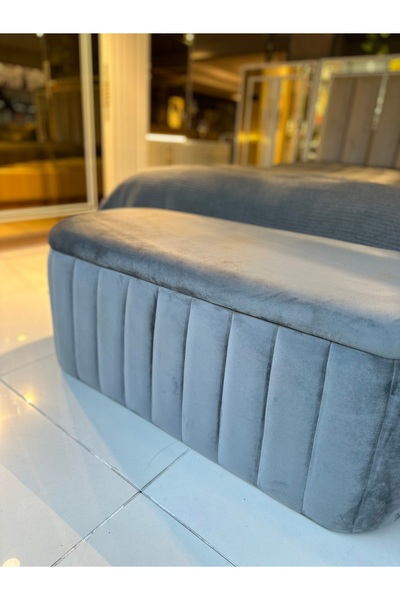 KOKİ DESİGN LİMA Babyface Antrasit Sandıklı Bench Puf