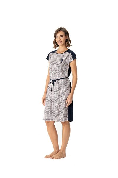 U.S. Polo Assn. U.S. Polo Assn. Women's Patterned 100% Cotton Comfortable Nightgown - Navy Blue - Ilc2.17L01Q2-Vl