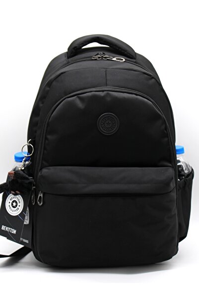 Bevitton Siyah Renk Suya Dayanıklı Kumaş Sırt Seyahat Okul Çantası / 2200