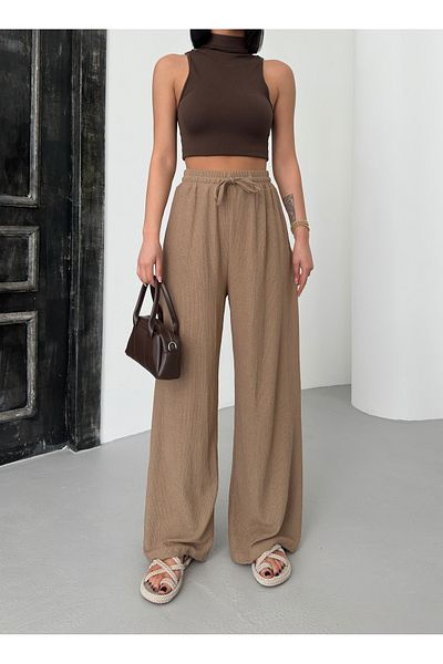 ALİKA Women's Elastic Palazzo Trousers