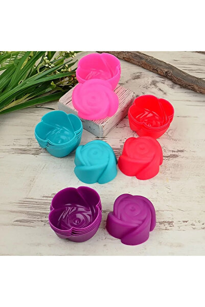 abnturk 6’Lı Silikon Gül Şekilli Kek Kalıbı Silikon Cupcake Kabı