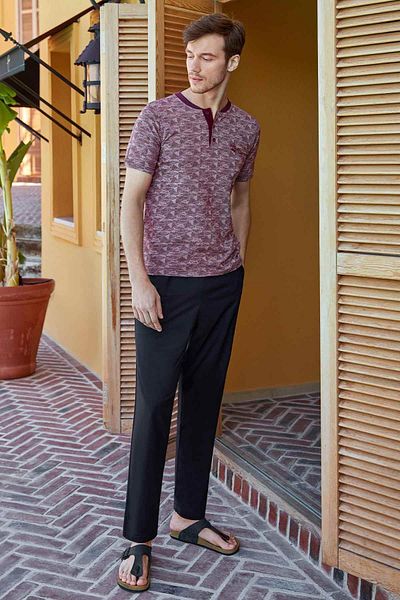 Berrak 9207 Men's Half Button Half Sleeve Pajama Suit