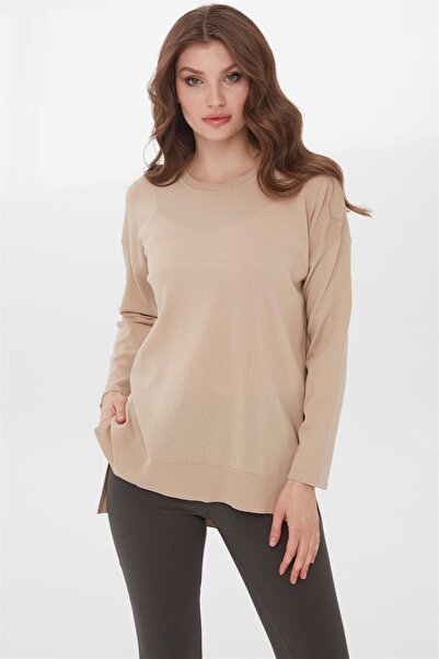 Desen Triko Γυναικεία Καλοκαιρινή Πλεκτή Μπλούζα Μπεζ