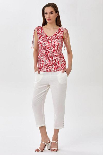 İKİLER Shirred Shoulder Lace-Up Tank Top 025-1016