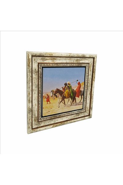 Sadrazam Pictură oficială cu piatră naturală cu cai în deșert (25 X 25 KRT-135)