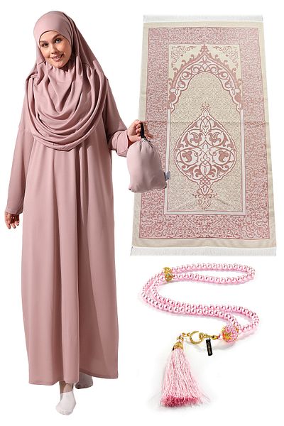ihvanonline One Piece Prayer Dress - Prayer Rug - Prayer Beads - Worship Set Dried Rose