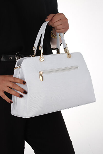 By Hakan GK-800 Geantă de mână și de umăr cu trei ochi pentru femei, geantă CROSSBODY ALBĂ