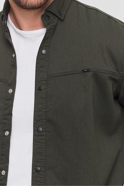 a02teks Мъжка риза Slim Fit Slim Fit от памучен деним без джобове