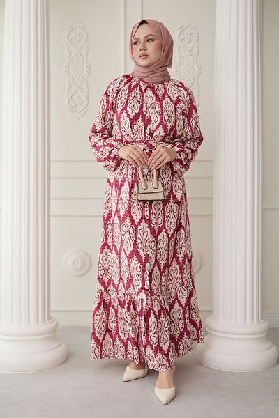 InStyle Sequenced Ethnic Pattern Pink Viscose Dress