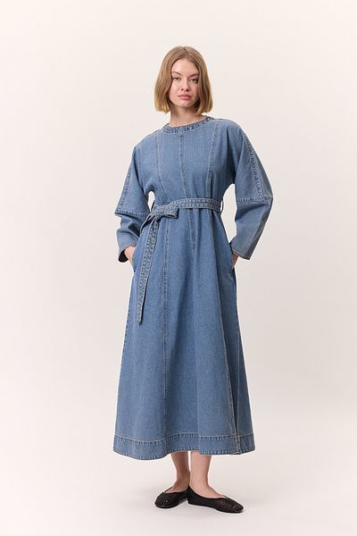 Manuka JEANSKLEID MIT WEITEN ÄRMELN UND GÜRTEL BLAU