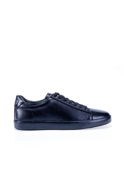 Vantaggio Nore Black Genuine Leather Large Size Men's Sneaker Shoes, Daily Casual Shoes