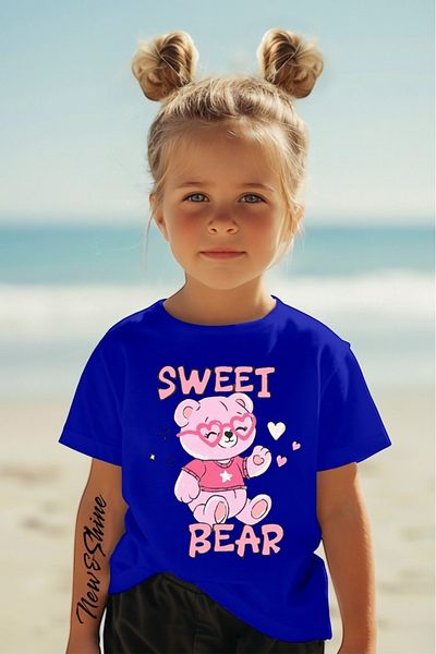 New Shine 1 tricou este un cadou pentru achiziții de 6 și peste în coș - Tricou pentru copii oversize imprimat cu urs dulce