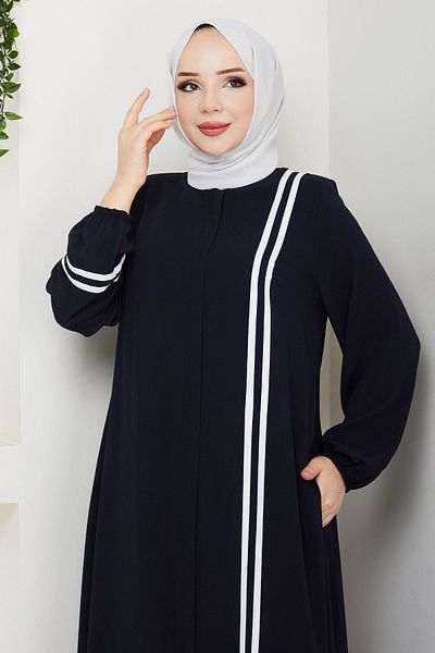 InStyle Striped Medina Silk Dark Navy Blue Ferace