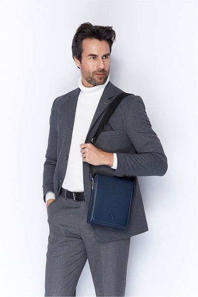 Aka Leather Navy Blue Shoulder Bag 355 17