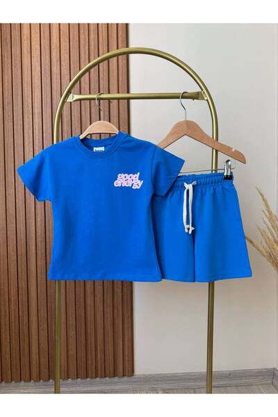 KidsSel Set de top și pantaloni scurți din bumbac imprimat Good Energy pentru...