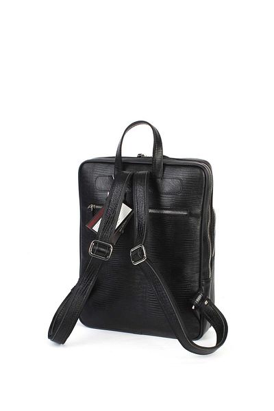 Aka Deri Medium Size Black Leather Backpack 906 10