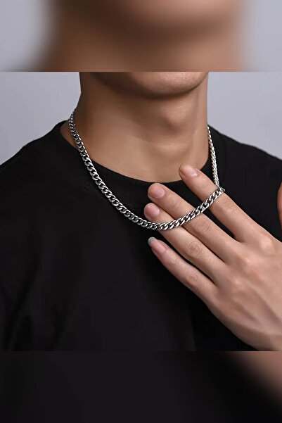 TREND COLLECTİON سلسلة قلادة من الفولاذ المقاوم للصدأ للرجال من الفضة الموديل...