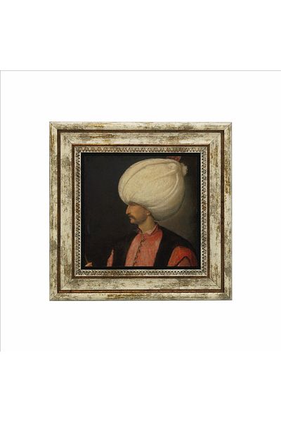Sadrazam Tablou cu piatră naturală imprimată Kanuni Sultan Suleiman (25 X 25 KRT-93)
